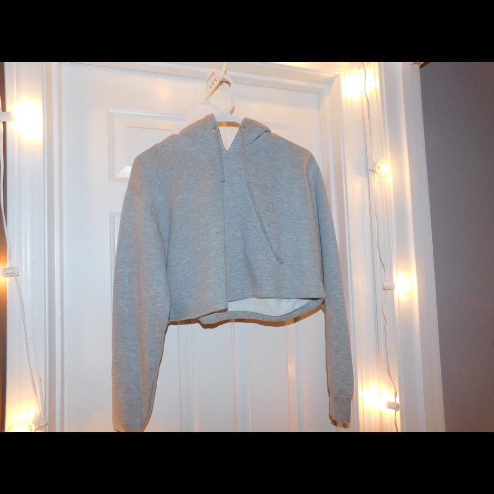 Grey Cropped Hoodie